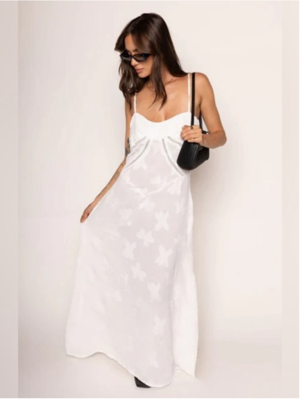 Micas floral jacquard tassel lace up maxi dress size S CC18-16